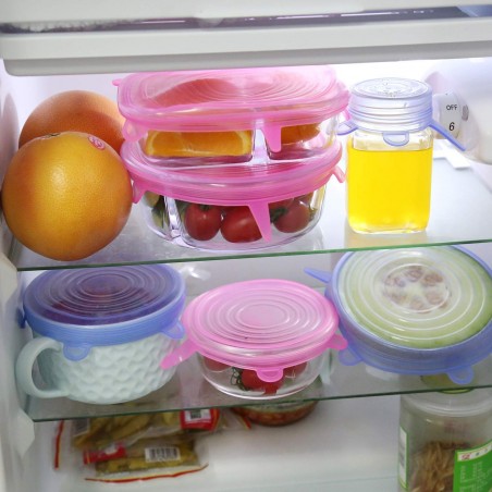 360115 Kit 6 tapas mágicas herméticas de silicona elástica de color 6 tamaños