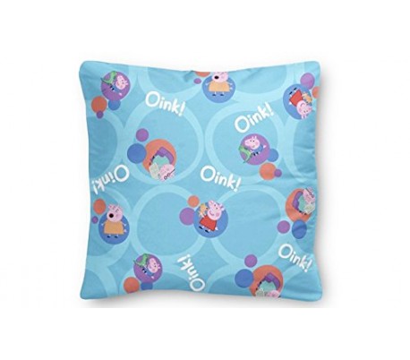 Cojín de PEPA PIG en color rosa y motivo de flores (42x42CM) en microfibra - Perfecto dormitorio infantil