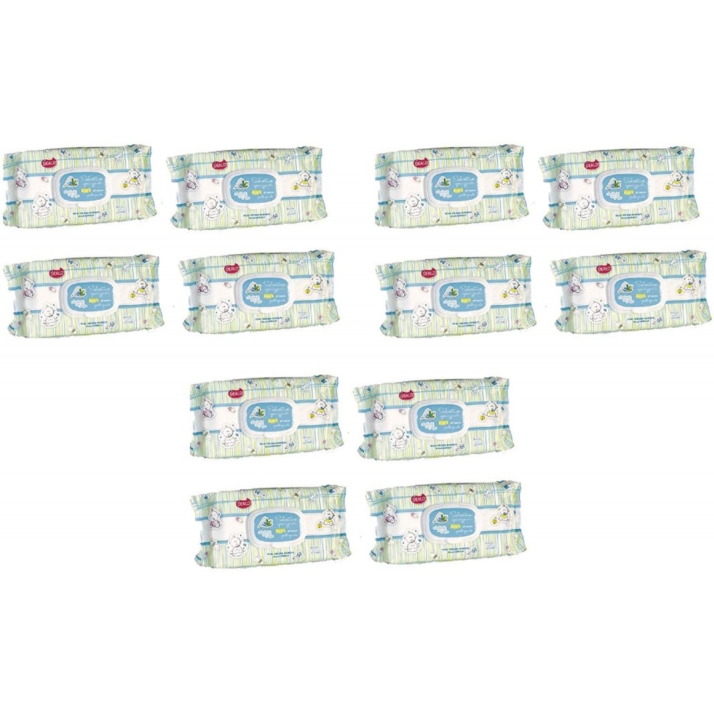 12 paquetes de 72 toallitas desinfectantes para bebés Dealo pH 5.5 con aloe vera