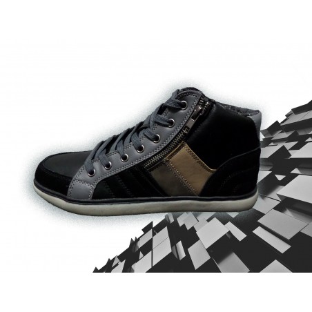 Zapatillas de hombre mod. GRAFITO con punta redonda y cremallera lateral