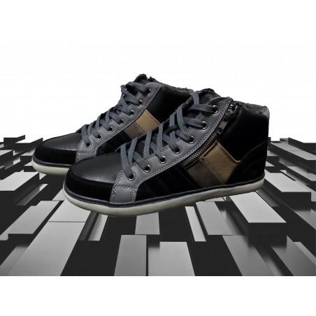 Zapatillas de hombre mod. GRAFITO con punta redonda y cremallera lateral