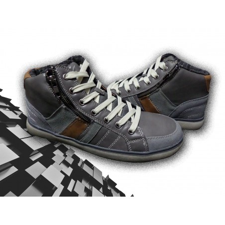 Zapatillas de hombre mod. GRAFITO con punta redonda y cremallera lateral