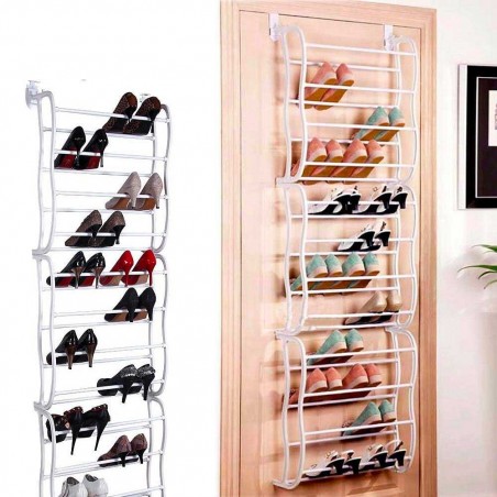 Organizador de pared 36 pares de zapatos de montaje fácil para puertas y paredes