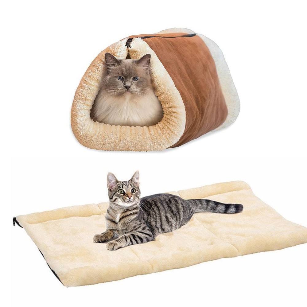 Túnel para gatos y perros transformable en alfombra para mascotas de felpa