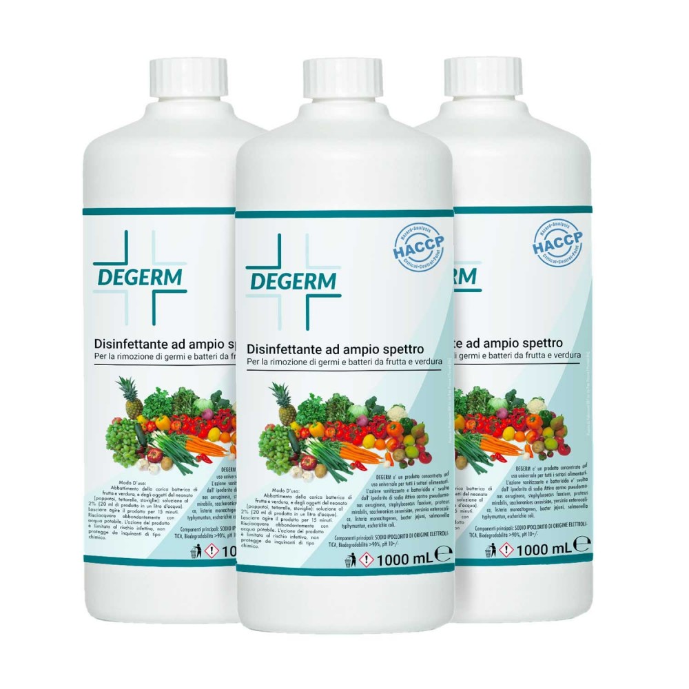 Pack 3 pz de desinfectante y bactericida DEGERM para lavar frutas y verduras 1LT