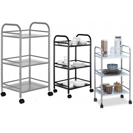 Carro multifunción para objetos 4 ruedas giratorias y 3 niveles 40 x 35 x 75 cm