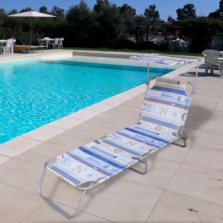 483787 Tumbona de metal OCEAN Onshore ajustable 3 posiciones con sombrilla
