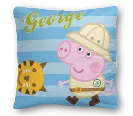Cojín de PEPA PIG en color rosa y motivo de paseo bicicleta (42x42CM) en microfibra - Perfecto dormitorio infantil