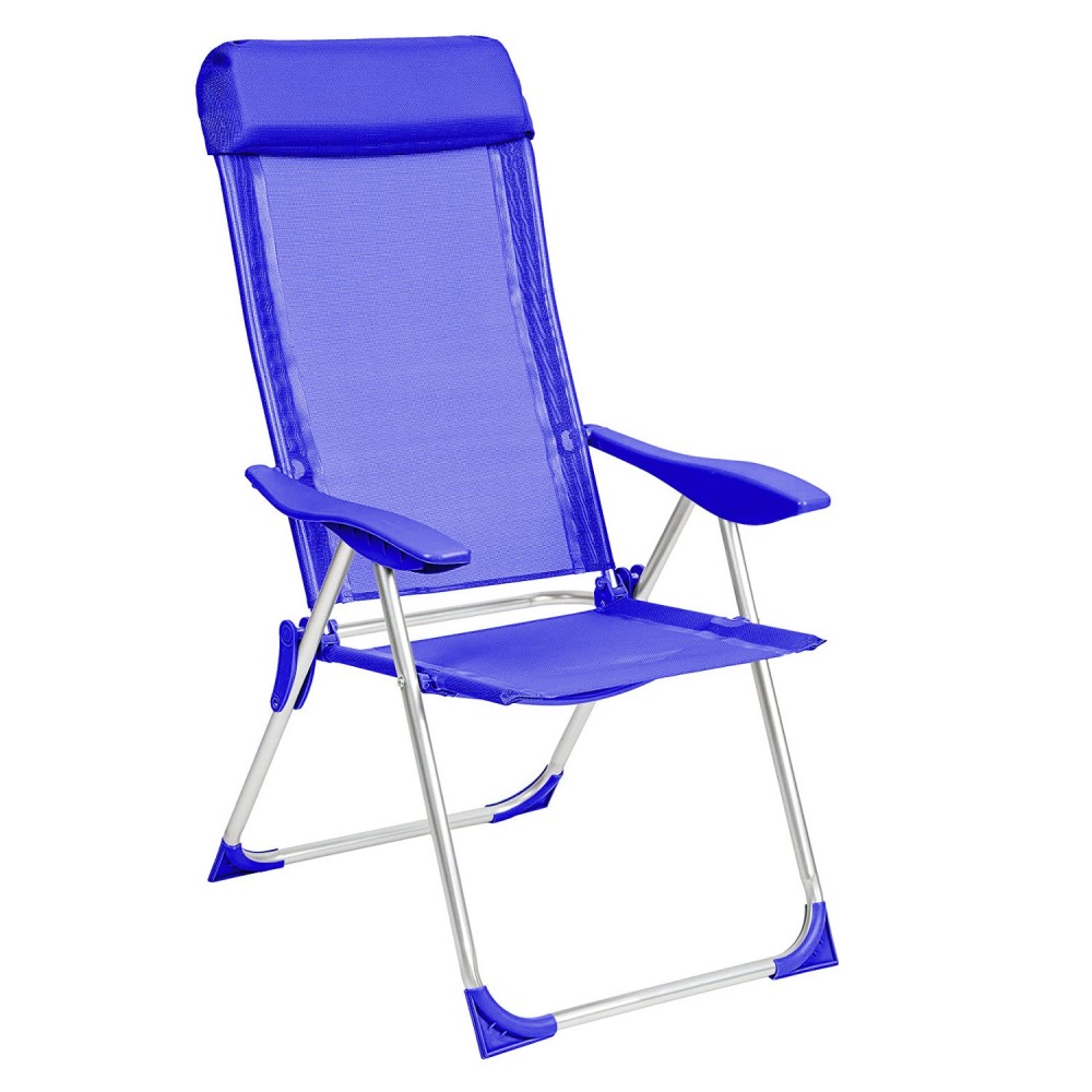 770459 SILLA de playa reclinable FORMIA con reposabrazos en textilene AZUL