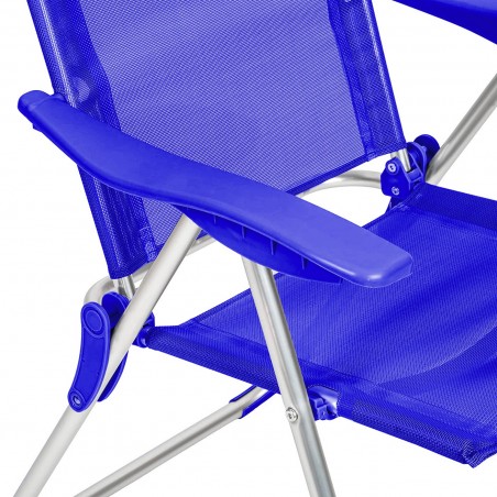 770459 SILLA de playa reclinable FORMIA con reposabrazos en textilene AZUL