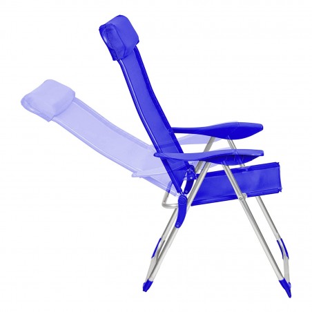 770459 SILLA de playa reclinable FORMIA con reposabrazos en textilene AZUL