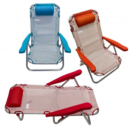 545119 Silla de playa reclinable ONSHORE en aluminio y textil en 3 colores