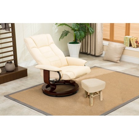 225038 Taburete cuadrado reposapiés acolchado patas en madera de pino 27X27x30cm