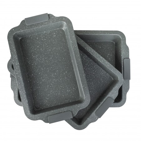140019 Pack 3 bandejas rectangulares DGBAVARIA GREY stone con asas de silicona