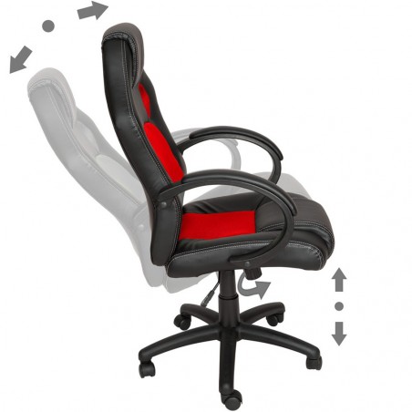Silla de oficina Gaming Racer cuero ecológico 4 ruedas giratorias y direcciónal