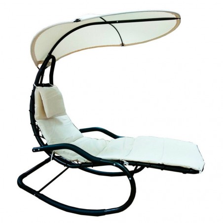 Sillón mecedora de suspensión KELLY para jardín con cojín y sombrilla