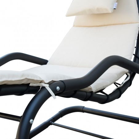 Sillón mecedora de suspensión KELLY para jardín con cojín y sombrilla