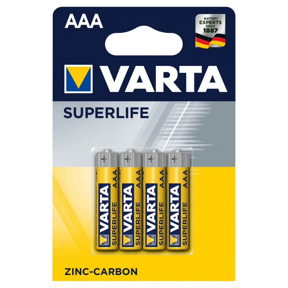 Paquete de 4 mini baterías AAA Varta 676187 1.5V zinc carbon