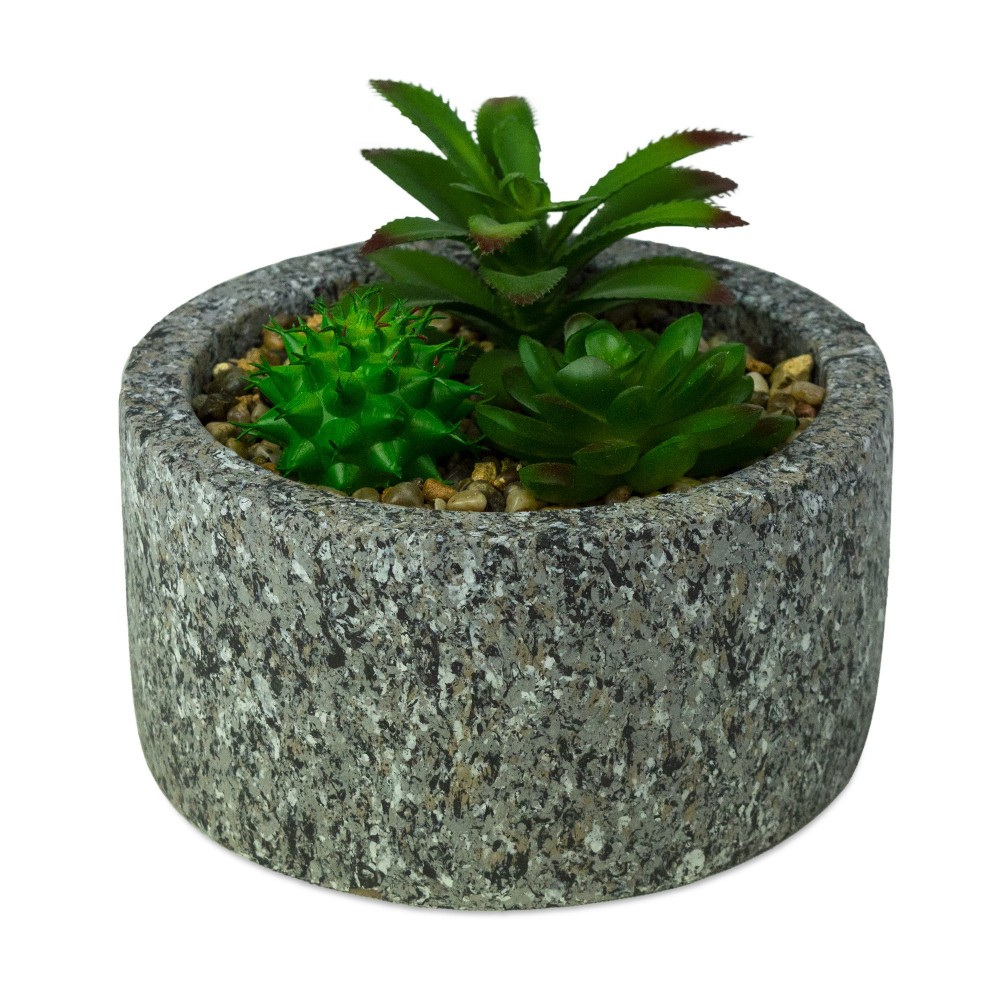 425145 Planta suculenta artificial ArtFlowers maceta realista de granito Ø16 cm