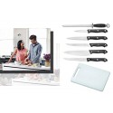 Set de 5 cuchillos de cocina de acero inox + afilador + tabla de corte / Staineless Steel - WELKHOME - Menaje cocina
