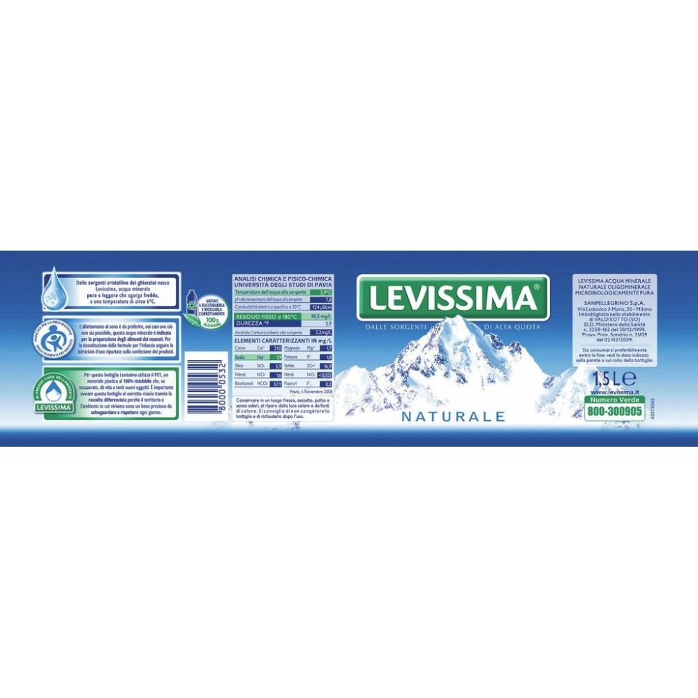 Agua natural Mineral Levissima oligomineral 1.5...