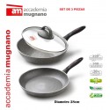 Set 2 sartenes de 28cm mas 1 tapa  con efecto piedra revestimiento - Accademia Mugnano LIINIA DURA