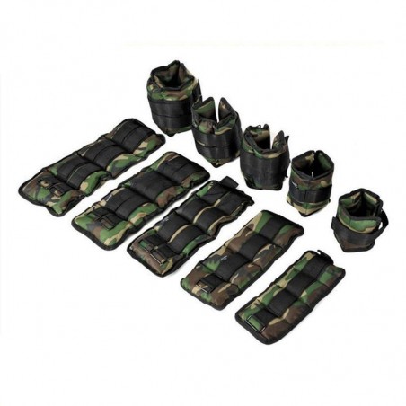 Pack de pesas fitness para tobillos y muñecas mod. militar de camuflaje 1 a 6 kg