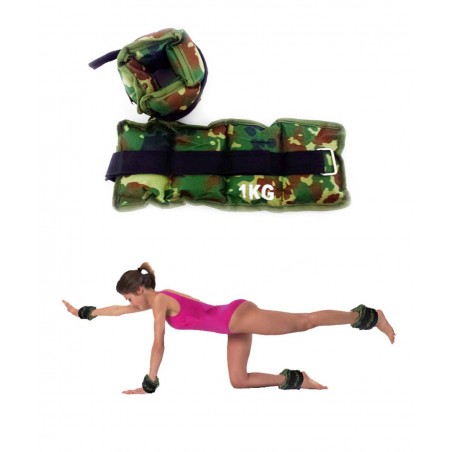Pack de pesas fitness para tobillos y muñecas mod. militar de camuflaje 1 a 6 kg