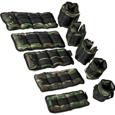 Pack de pesas fitness para tobillos y muñecas mod. militar de camuflaje 1 a 6 kg