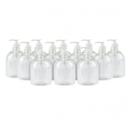 Pack de 12 botellas de plástico de 500 ml con dispensador de PET