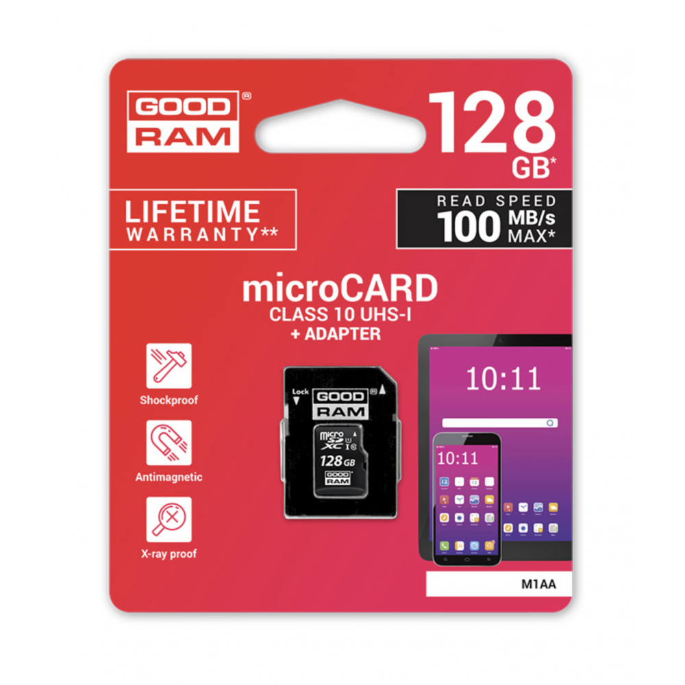 Tarjeta de memoria GOOD RAM Tarjeta microsd de 128 GB SD Clase 10 100MB / s