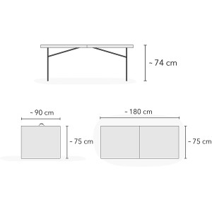 Mesa BLANCA plegable transportable SILVERA con asa 180 x... 2