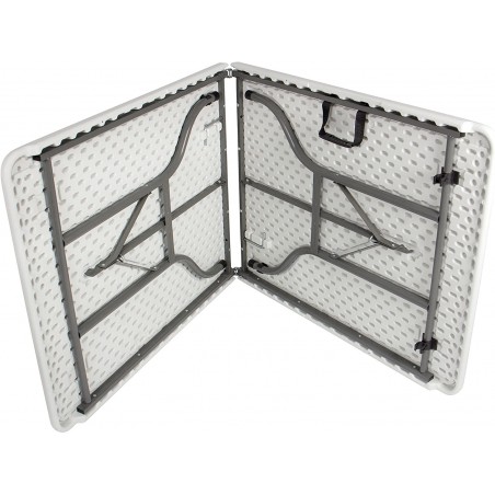 Mesa BLANCA plegable transportable SILVERA con asa 180 x 75 x 74 cm