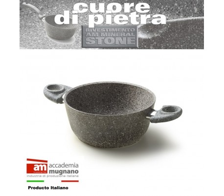 Cacerola con 2 mangos 26 cm antiadherente y revestimiento con efecto piedra revestimiento - Accademia Mugnano CUORE DI PIETRA