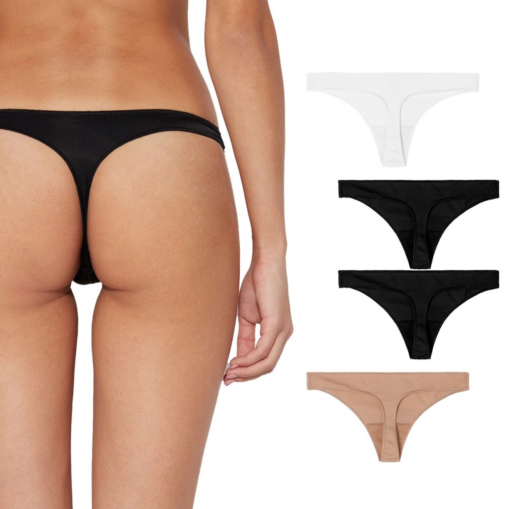 OUNO Pack 4 tangas 2xNegros 1xBlanco 1xBeige...