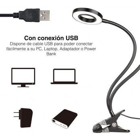 187103 Set SELFIE soporte para teléfono y lámpara 2 en 1 con ajuste de luz