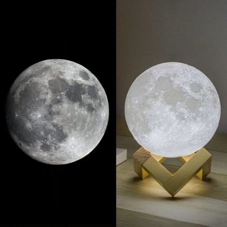 Lámpara en forma de luna LED 3D MOON LED 3D CM3278 con encendido táctil 12 cm