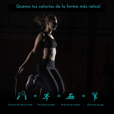 16947 Cuerda para saltar 3 MT acero pintado y ajustable en PVC negro