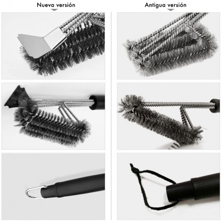 16948 Cepillo para limpieza barbacoa con fibras de acero inoxidable resistente