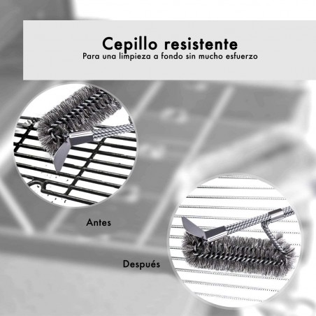 16948 Cepillo para limpieza barbacoa con fibras de acero inoxidable resistente