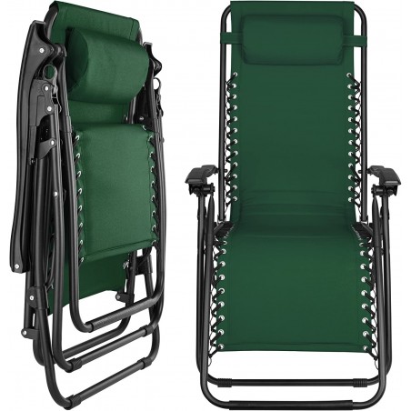 Silla plegable EVERTOP reclinable GRAVITÀ ZERO VERDE OSCURO