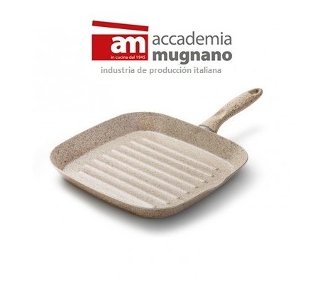 Plancha en aluminio de 30x30 antiadherente de efecto piedra y revestimiento Diamond Tech - Accademia Mugnano GRANITO ROSA