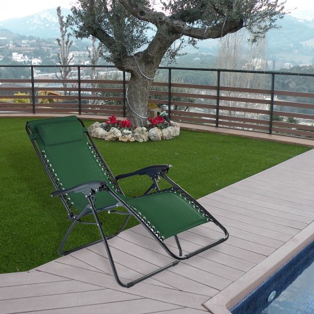 Silla plegable EVERTOP reclinable GRAVITÀ ZERO VERDE OSCURO