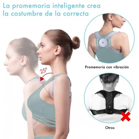 455781 Corrector de postura inteligente con vibración para la espalda ajustable