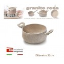 Olla de 22 cm y 2 mangos antiadherente de efecto piedra y revestimiento Diamond Tech - Accademia Mugnano GRANITO ROSA
