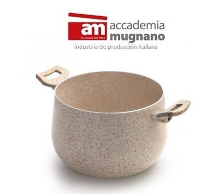 Olla de 22 cm y 2 mangos antiadherente de efecto piedra y revestimiento Diamond Tech - Accademia Mugnano GRANITO ROSA