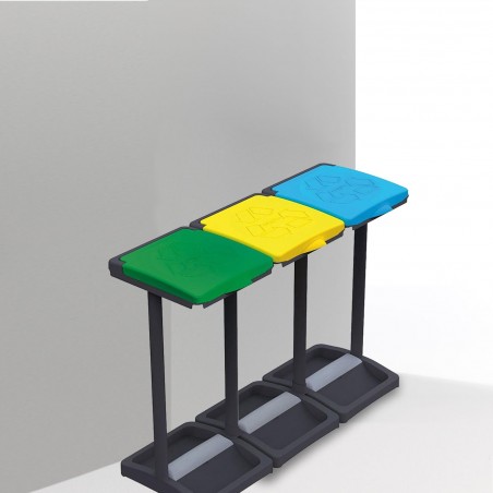 Art.9237 Soporte para bolsa reciclaje de residuos MISTER B 3 compartimentos