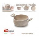 Cacerola de 24 cm antiadherente de efecto piedra y revestimiento Diamond Tech - Accademia Mugnano GRANITO ROSA