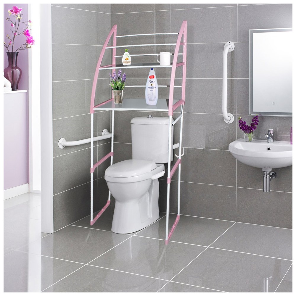 360047 Estante para baño 48x23x153h cm blanco y rosa 3 estantes