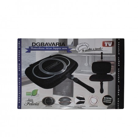 256006 Parrilla doble placa de inducción DGBAVARIA antiadherente NEGRA 36 cm